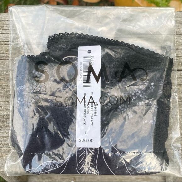 NWT New Sealed Soma Lot of Two (2) Vanishing Edge Thong Panties w/Lace Trim L - Picture 5 of 10